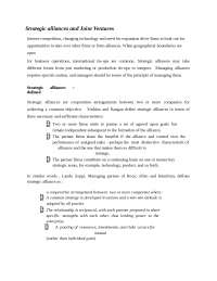 Strategic Management  - Strategic alliances and Joint Ventures -  Notes  -  Business Management  