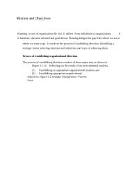 Strategic Management  - Mission and Objectives -  Notes  -  Business Management