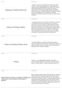Geoffrey of Monmouth Lecture Notes | E 316K - MASTERWORKS OF LIT: AMERICAN