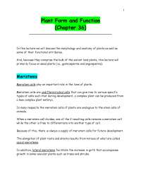 Notes on Plant Form and Function | BIOL 1120 - Docsity