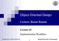 Implementation Workflow-Object-Oriented Design-Lecture 23 Slides-Computer Engineering