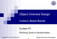 Refining Analysis Relationships-Object-Oriented Design-Lecture 17 Slides-Computer Engineering