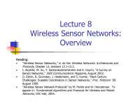 Wireless Sensor Networks-Wireless Networking-Lecture 11 Slides-Electrical and Computer Engineering