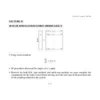 Lecture 23: Sets of Simultaneous First Order Ordinary Differential Equations