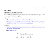 Numerical Differentiation-Numerical Methods in Engineering-Lecture 11 Slides-Civil Engineering and Geological Sciences