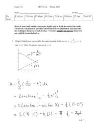 Exam 2 Questions with Solutions - Calculus II | MATH 122 - Docsity