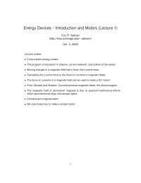 Introduction and Motors-The Physics of Energy Devices-Lecture 1 Notes-Physics