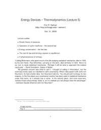 Thermodynamics-The Physics of Energy Devices-Lecture 5 Notes-Physics