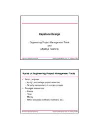 Project Management-Capstone Design-Lecture 03 Slides-Electrical and Computer Engineering