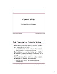 Economics-Capstone Design-Lecture 13 Slides-Electrical and Computer Engineering