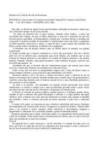 Resumo do contrato Social de Rousseau ROUSSEAU, Jean-Jacques: O con