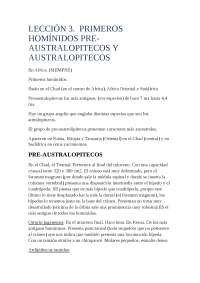 Lección 3. Primeros homínidos pre y australopitecus
