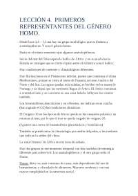 Lección 4. Primeros representantes del género homo