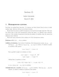 Properties of Homogeneous Systems: Solution Sets as Vector Spaces