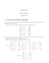 Row Column Expansion-Linear Algebra-Lecture 25 Notes-Applied Math and Statistics