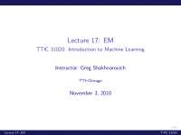 EM Algorithm for Gaussian Mixture Models: Lecture 17 in TTIC 31020