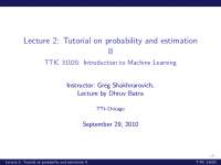 Tutorial on Probability and Estimation-Introduction to Machine Learning-Lecture 02-Computer Science