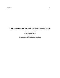 The Chemical Level of Organization - Lecture Notes | BIOL 2403