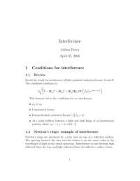 Interference - Essay - Physics | Essays (high school) Physics | Docsity