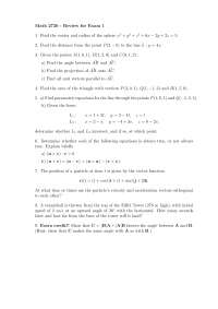Exam 1 Review for Multivariable Calculus | MATH 2730 - Docsity