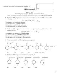 Practice Questions for Exam 2 - Organic Chemistry II | CHM 2211 - Docsity