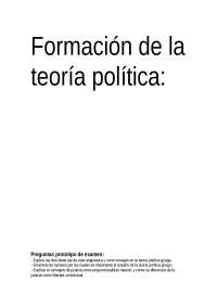 Formación de la Teoría Política