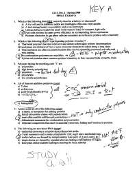 Final Exam A Answer Key | General Chemistry II | CHEM 113 - Docsity