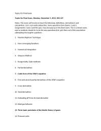 Topics for Final Exam - Physical Chemistry | CH 440 - Docsity