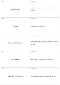 Textile Science: Terms & Definitions for Tear Strength, Yarn Mobility, Abrasion & Polymer