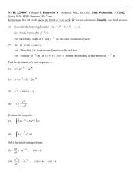 Homework 1 Problems - Calculus II | MATH 2254 - Docsity