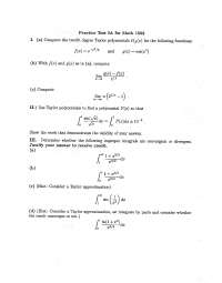 Practice Exam 1 with Solutions - Calculus II | MATH 1502 - Docsity