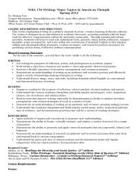 Class Syllabus on American Thought | WRA 150