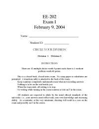 Exam 1 - Linear Circuit Analysis II | ECE 20200 - Docsity