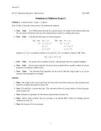 Solutions to Midterm Exam 2 on Operations Research - Optimization | IE 33500