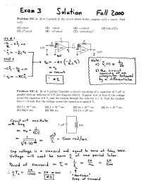 Exam 3 with Solutions | Linear Circuit Analysis I | ECE 20100 - Docsity