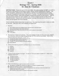 Solutions for Exam 1 - Fundamentals of Biology I | BIOL 11000 - Docsity