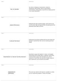 Gender Studies: Terms, Definitions, and Theories