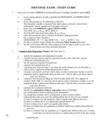 ISDS Final Exam Study Guide: Statistical Analysis and Regression - Prof. J. Shreve