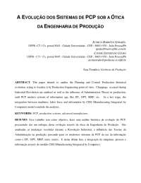 Artigo - Evolução dos sistemas de PCP sob a ótica da EPO