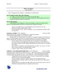Contracts Outline 3 - Offer and Acceptance, Option Contracts, Mechanics of Acceptance