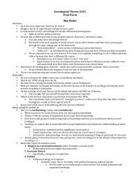 Final Exam Notes - Sociological Theory | SOCL 3101