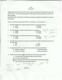 Test Two Answers - Introductory Statistics I | STAT 250 - Docsity