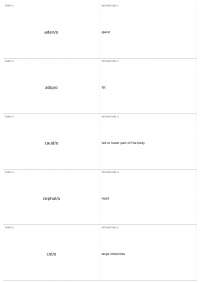 Anatomical Terms and Definitions: A Comprehensive List