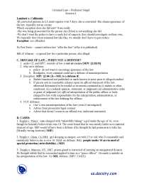 Criminal Law Outline 2 - Mistake of Law, Strict Liability, Vicarious Liability, Legality, Rape - Professor Siegel
