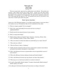 Final Exam - Philosophy of Psychology | PHIL 202 - Docsity