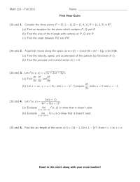 5 Questions on Calculus III - Exam 1 | MATH 210 - Docsity