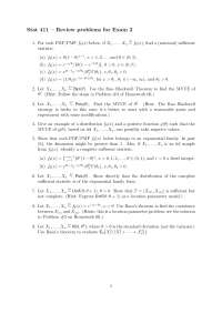 Review Problems for Exam 2 - Statistical Theory | STAT 411 - Docsity