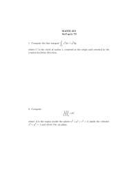 Solutions for Calculus III - Sample Quiz 73 | MATH 210 - Docsity
