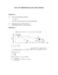 Solutions of Midterm Exam 1 on Wireless Communications | ECE 437 - Docsity