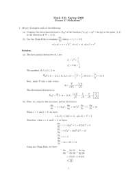 Past Exam 2 with Solutions - Calculus III - Spring 2008 | MATH 210 ...